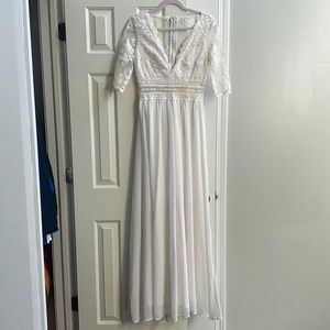 Cream floor length formal dress